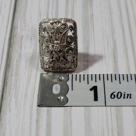 Filigree Rectangular Earrings. - Picture 6 of 7